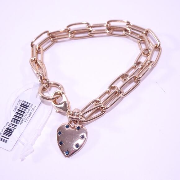 Banana Republic Double Paper Clip Link Puffy Heart Rainbow Bracelet NWT 38 - Picture 4 of 5